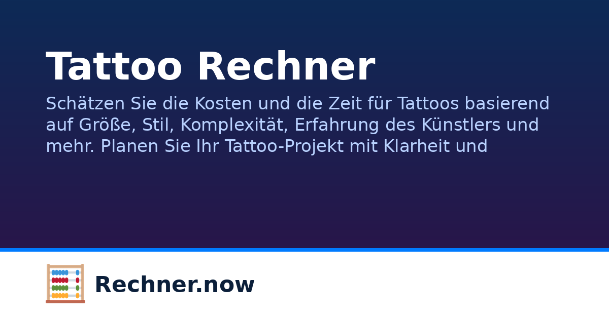 Tattoo Rekenmachine Tattoo Rechner | Rechner.now